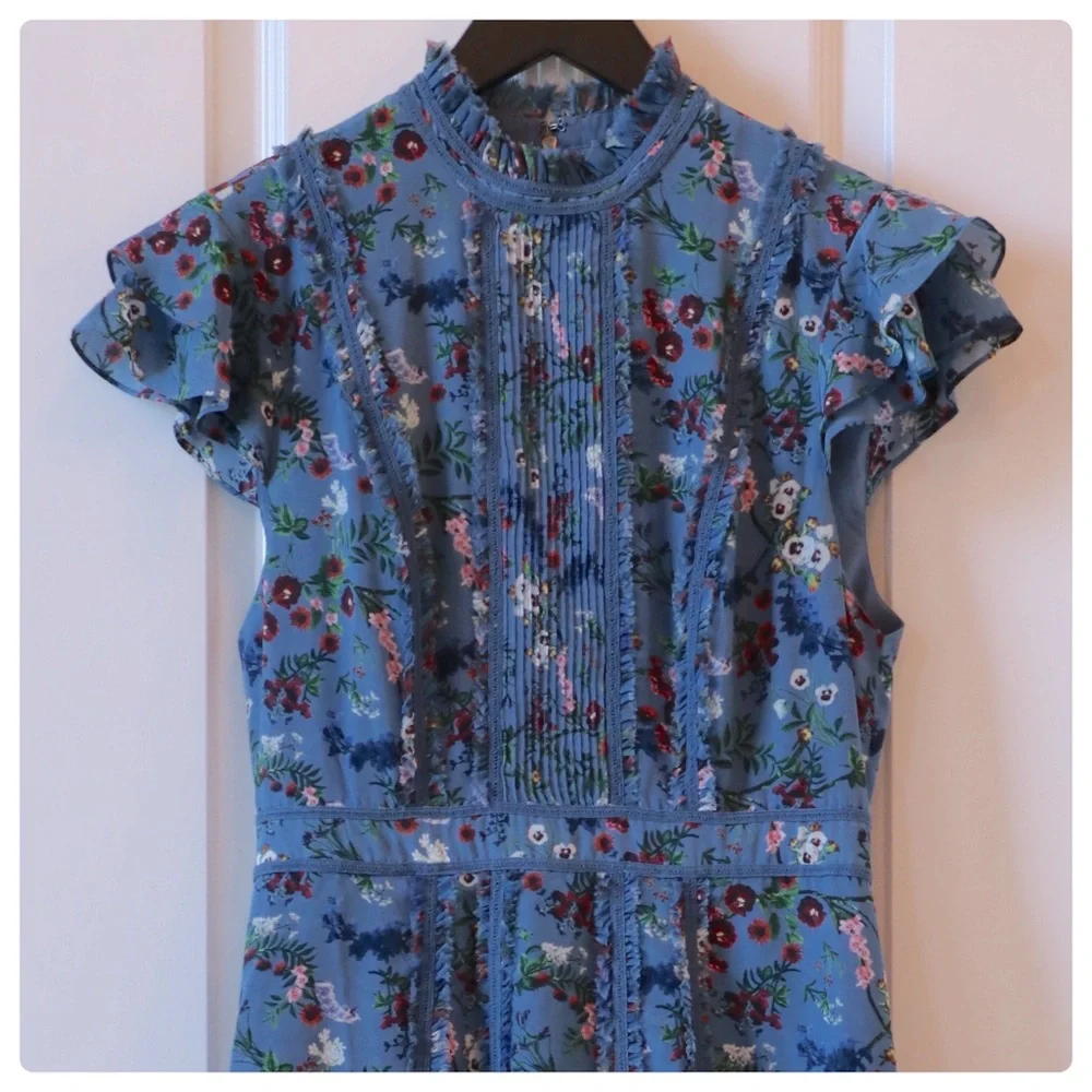 ALICE + OLIVIA Marta Floral Mock Neck Midi Dress - Picture 10 of 14